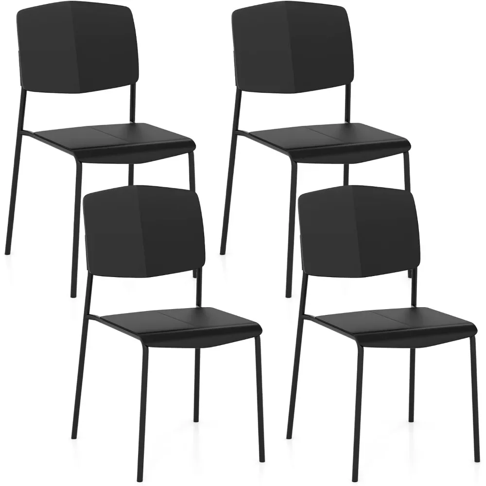 

Stackable Dining Chairs Set of 4, Modern Kitchen Chairs w/Metal Legs & Curved Back, Load up to 350 LBS, Plastic Armless