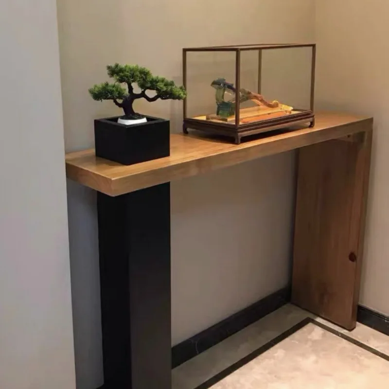 

New Chinese-style Zen table against the wall Narrow table View platform Long strip narrow Solid wood entrance table Living