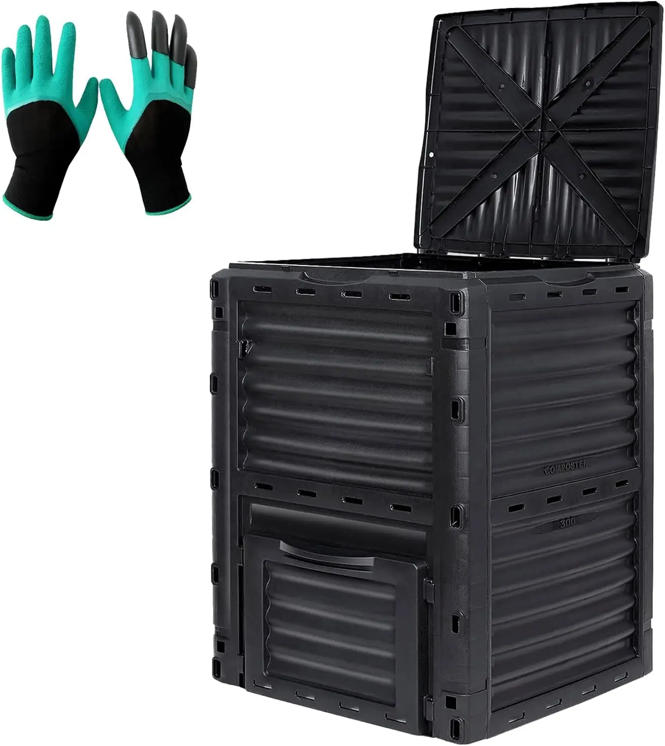 

80 Gallon Outdoor Compost Bin, 300L Large Composter with Flip Lid, BPA-Free, Easy Assembly for Garden & Kitchen Waste