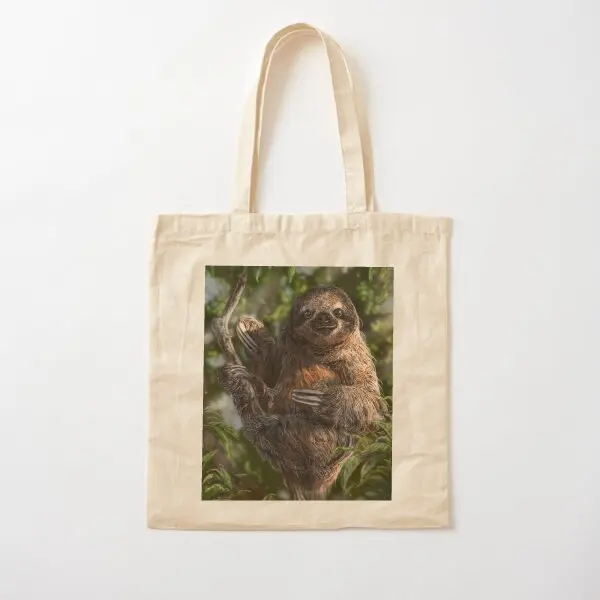 Sloth Cotton  Canvas Bag Handbag Grocery Foldable Reusable Shopper Fashion Unisex Women Casual Printed Fabric Tote Ladies Travel