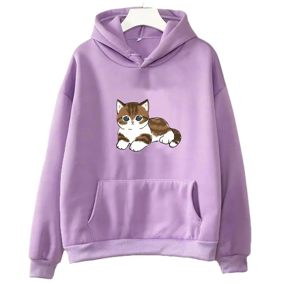 Cute Cat Cartoon Graphic Printed Hooded Men Women Aesthetic Trendy Hoodies Casual Loose Pullover Female High Quality Sweatshirt