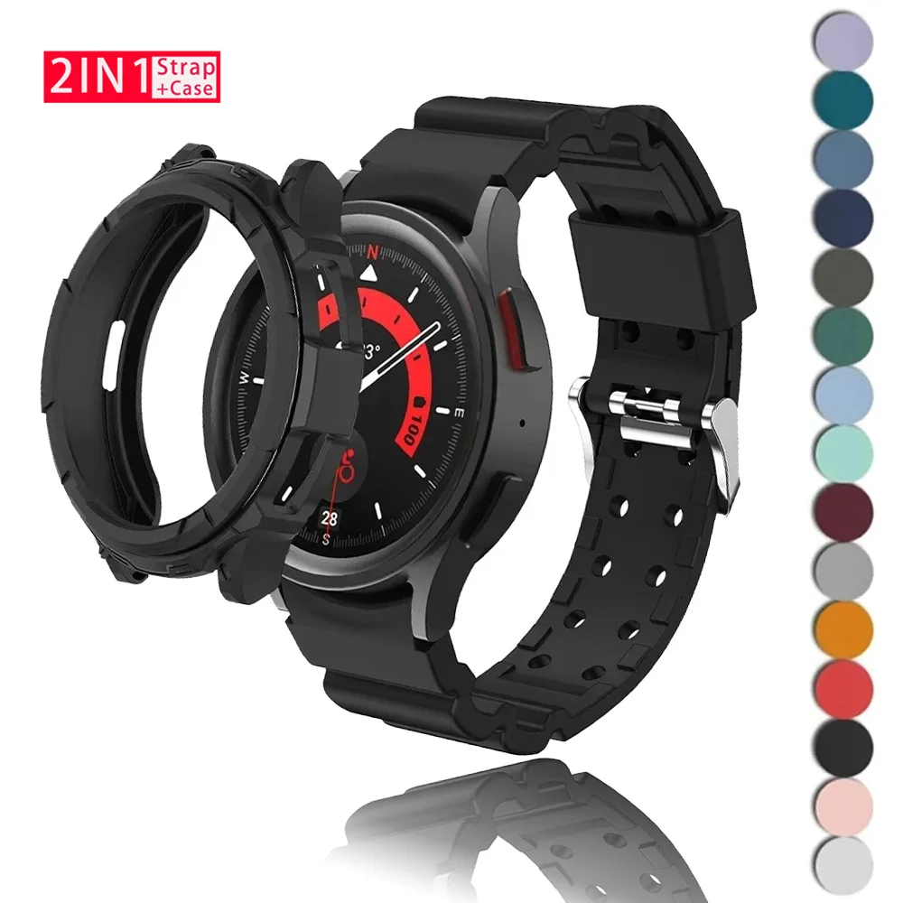 NEUES Silikonarmband + Hülle für Samsung Galaxy Watch6 Classic 43 mm 47 mm Sport-Loop-Band, Displayschutzfolie für Samsung 6Classic
