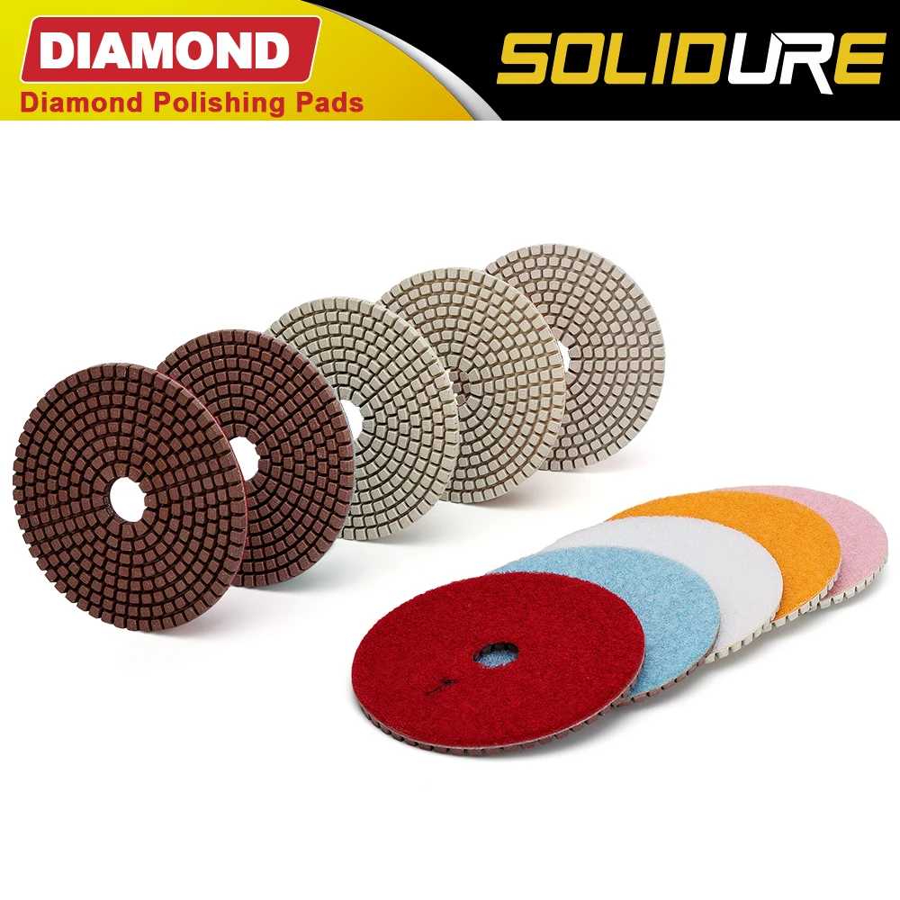 5pcs/set coppen bond 4 inch 100mm dry or wet 5 step polishing pads Diamond Granite Polishing Tool Marble Concrete Grinding