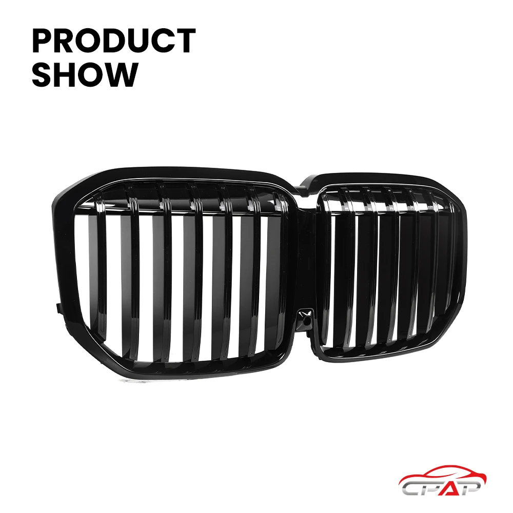Auto Frontstoßstange Nierengitter Grills Einzelne Lamellenhaube Racing Grill Glänzend Schwarz Für BMW X7 G07 LCI 2023-IN – Detail 2