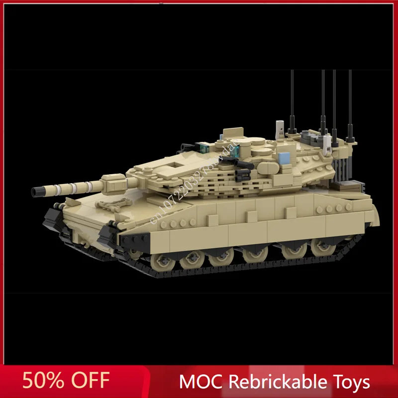 

842PCS MOC WW2 Military Weapon Series Merkava mk4 Tank Destroyer Armored Car Model Building Blocks Bricks DIY Assembly Toys Gift