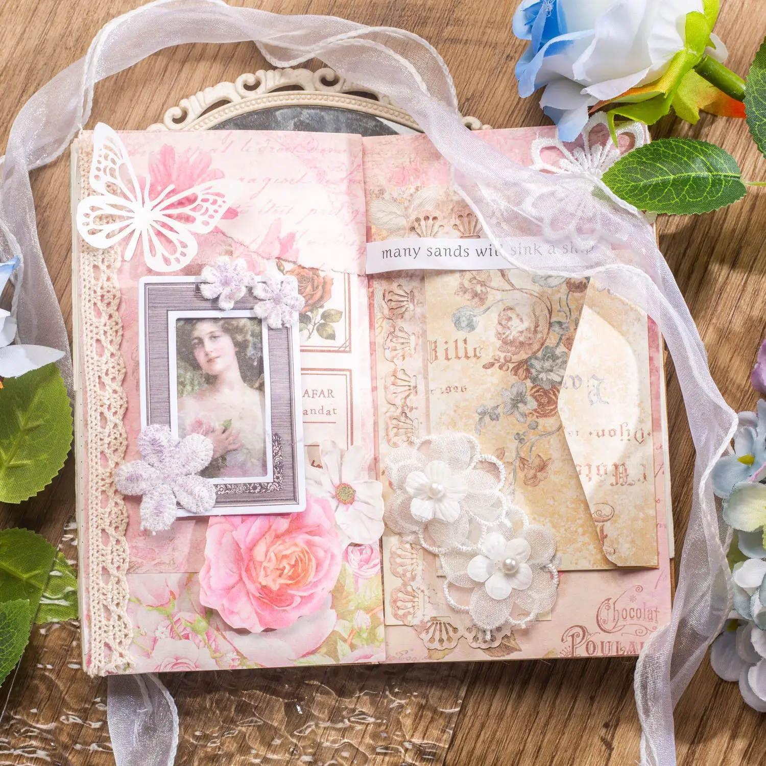 30pcs/lot Memo Pads Material Paper the flowering branches bloom Junk Journal Paper diary Scrapbooking Background Paper