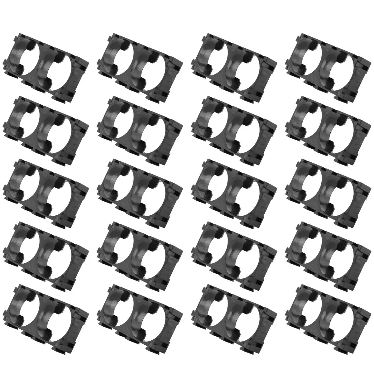 SCLS 20x 18650 Lithium Battery Double Holder Bracket for DIY Cell Pack Black