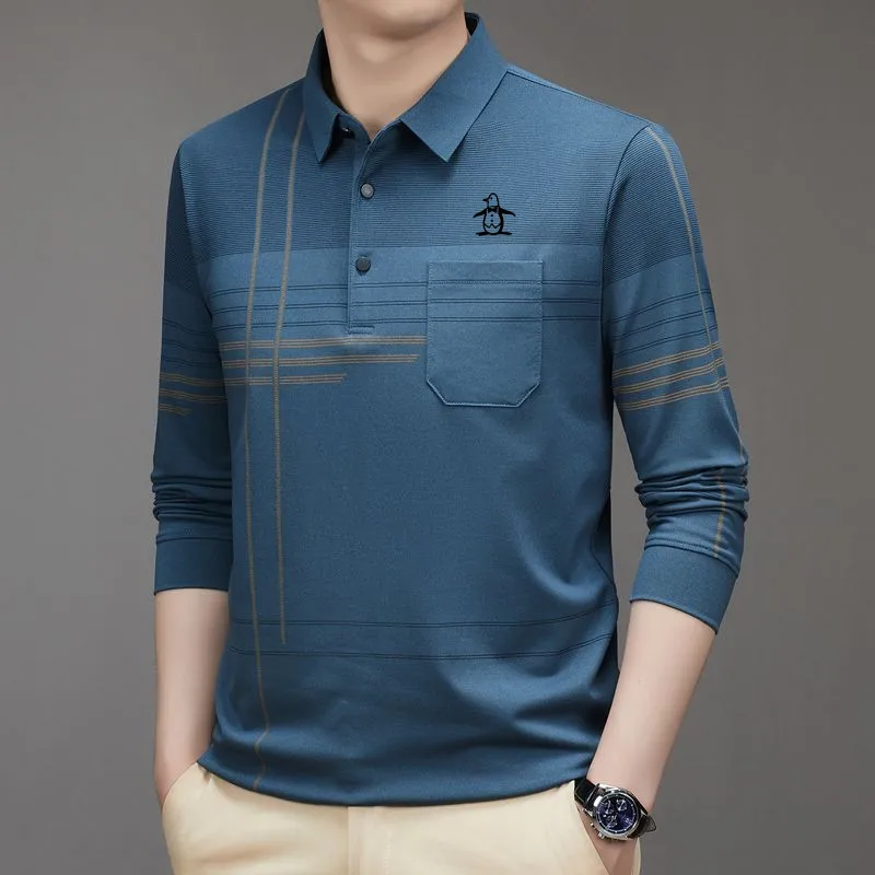 Koreanische Luxus Golf T-shirt männer Golf Tragen 2025, Frühjahr Neue Polo-Shirt Reine Baumwolle Business Casual Lange Ärmel männer Golf Kleidung