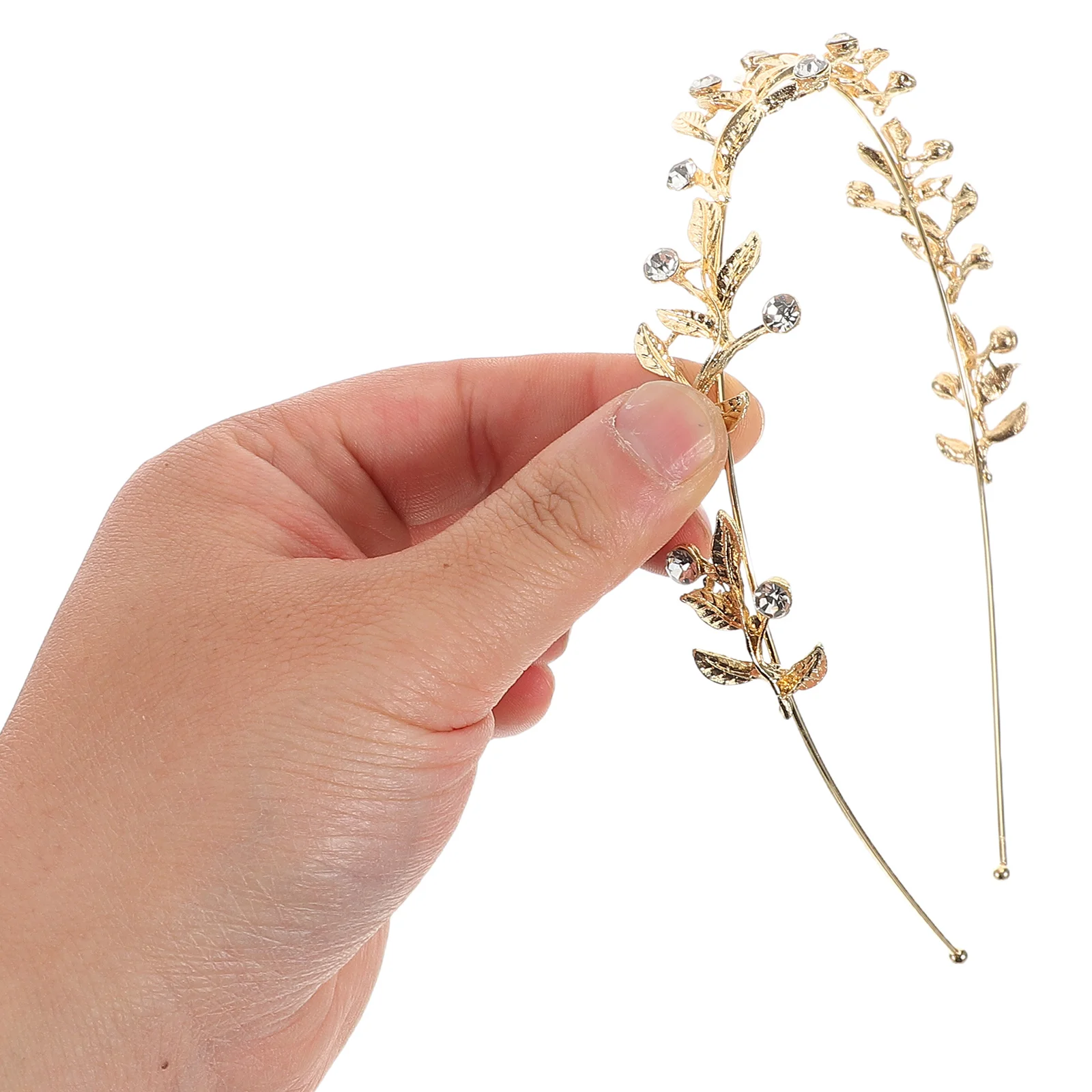 

Retro Diamond-set Headband Greek Leaf Crown Goddess Bridal Accessories Metal Rhinestone Tiara Golden Vintage Elegant Wedding