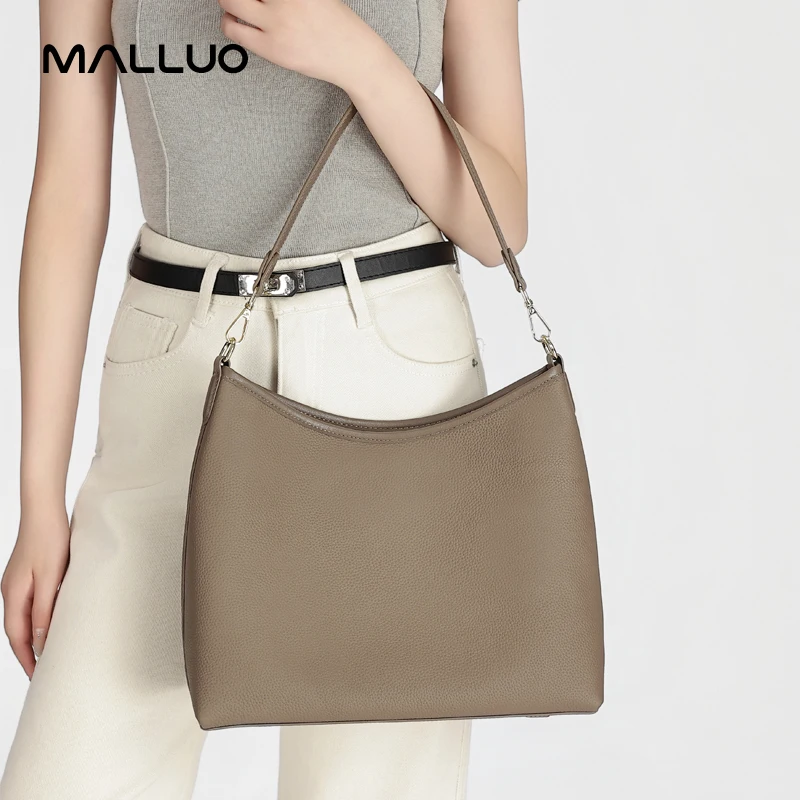 

Women's Genuine Leather Hobo Bag Top Layer Cowhide Slouchy Shoulder Purse Detachable Strap Minimalist Crossbody Handbag