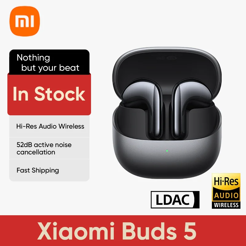 Global Version Xiaomi Buds 5 TWS Earphone Bluetooth 5.4 AI ANC HiFi Earbuds Recording Voice to Text Conversion IP54 Headset