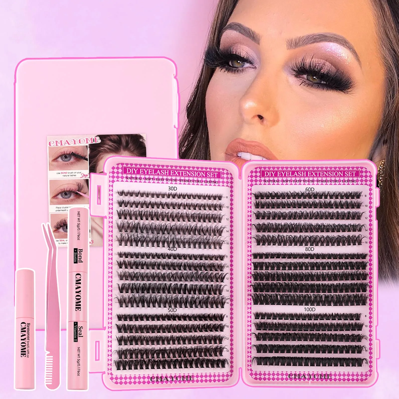 30-100D Fluffy lash clusters set 590pcs volume false eyelashes set D Curl Individual Lashes for professional makeup lashes