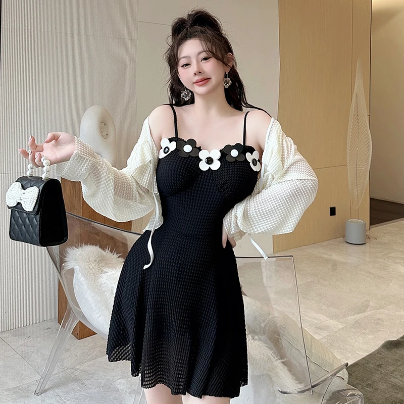 

wisuwore Korea Style One Piece Swimsuit Women Swimwear Skirted Monokini Push Up Swim Suit Bathing Suit Pad Slip Skirt Cover-Up