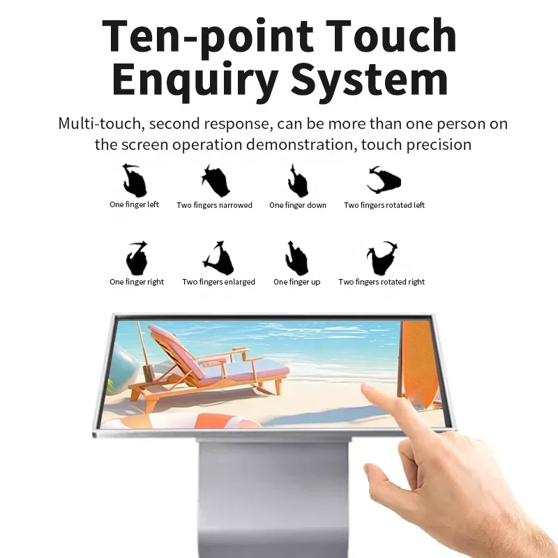 Interactive Directory Kiosk With Touch Screen Horizontal Digital Signage And Educational Animation For Information Counter