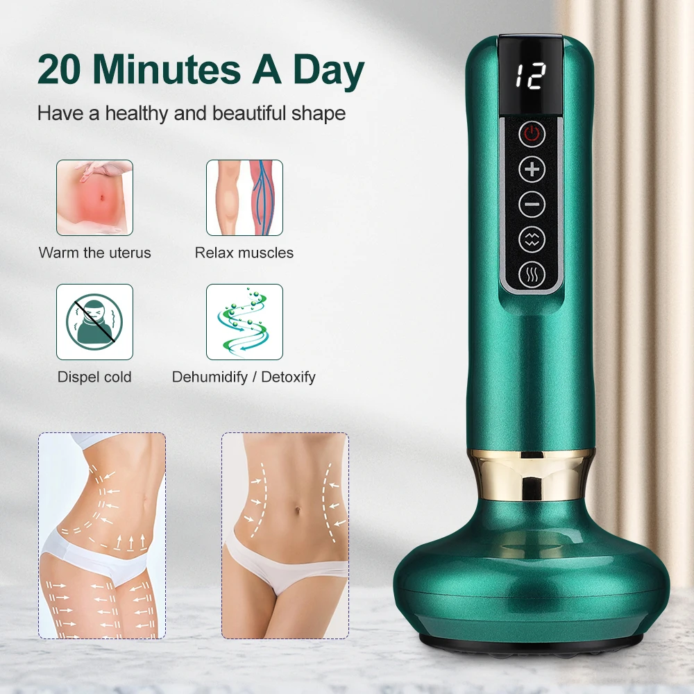 Electric Vacuum Cupping Massager for Suction Therapy, Body Anti Cellulite Fat Remove, Beauty Health Infrared Guasha Slimming