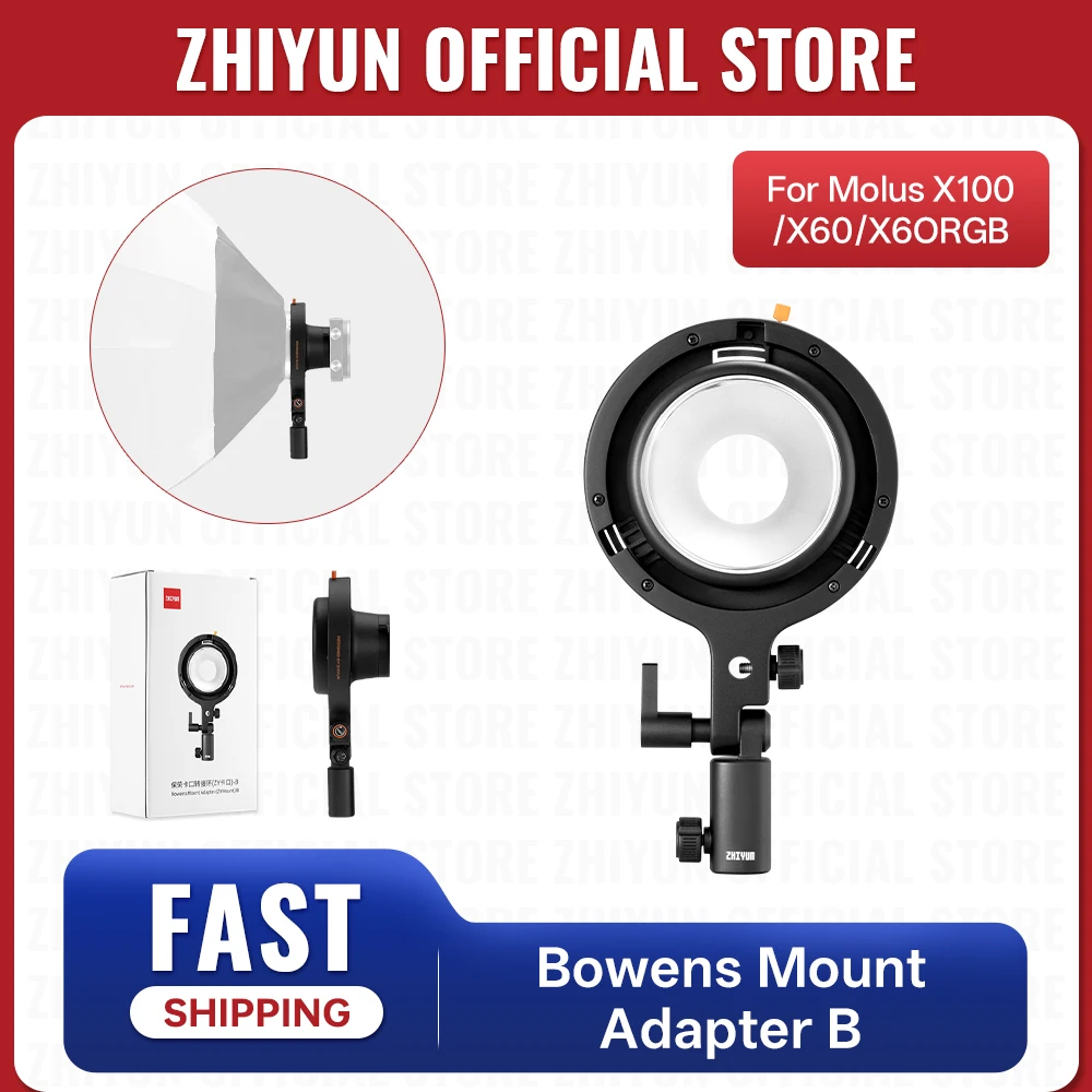 ZHIYUN – adaptateur de montage Bowens officiel B ZY Mount-B EX1H05, accessoires pour lumière de photographie de poche Molus X60 X100 Combo Pro CX100