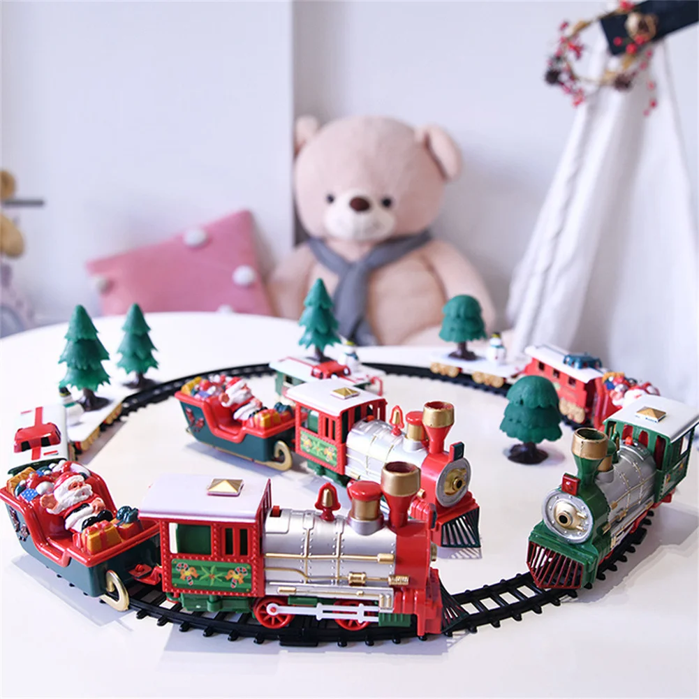 Boxed Electric Rail Small Train Plastic Rail Car Train Track With Light Sound Electric Toy Christmas Children's Train  Toys B067