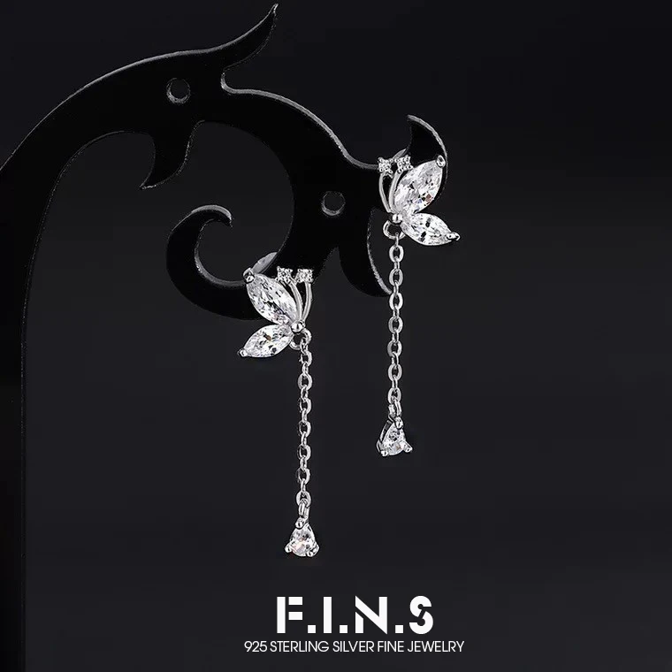 

F.I.N.S Five-Pointed Star Earrings Studs for Women Elegant Versatile Bead Box Chain Tassel Hanging Ear Drop Fine Jewerly Gifts