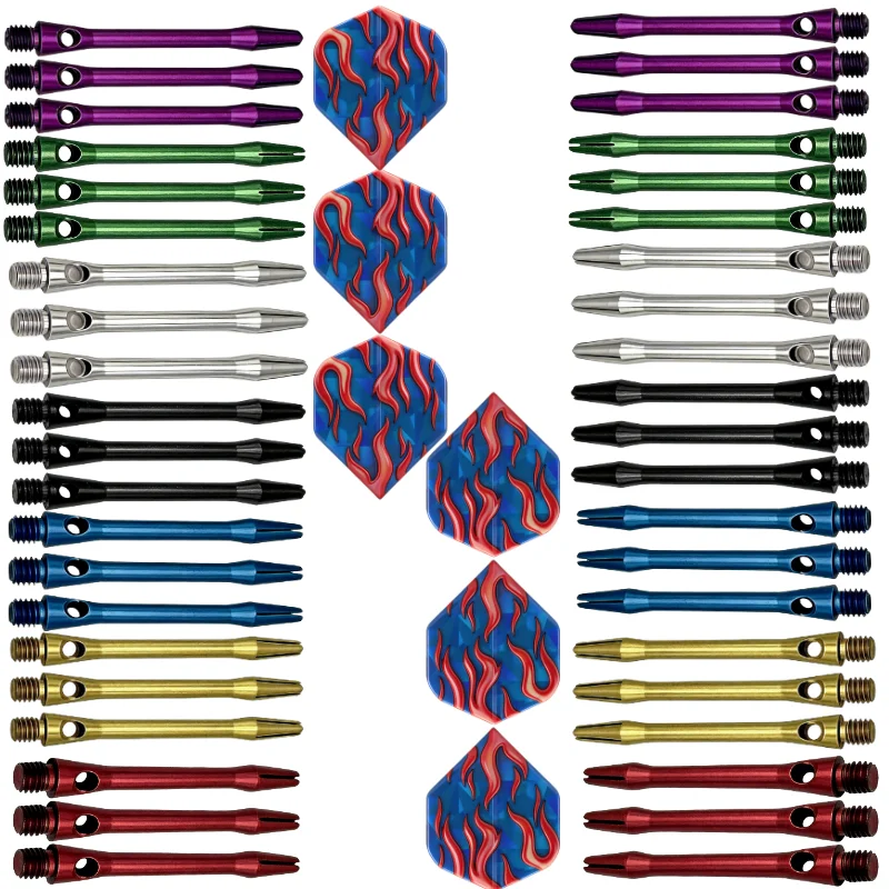 6 laser dart leaves + 6 48MM aluminum rods 2BA threaded dart rod set Aluminum alloy PET dart accessories
