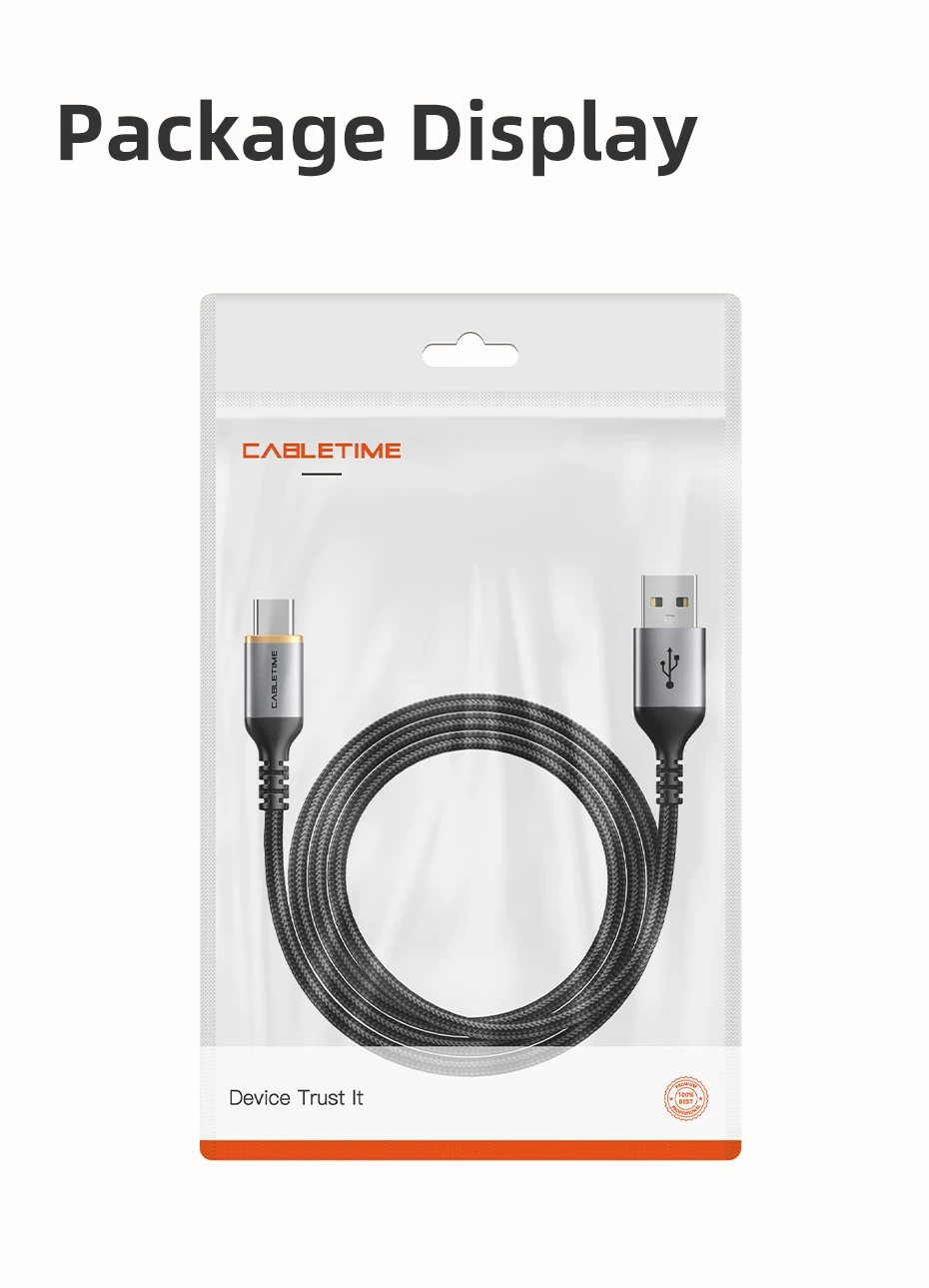 CABLETIME 3A USB Typ C Kabel Schnelllade-USB-Kabel QC3.0 Datenkabel 18 W für iPhone 15 Samsung S23 Xiaomi 11 Pro USB C Daten – Detail 12
