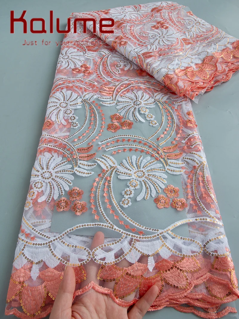 Kalume dentelle français maille Tulle dentelle tissu avec paillettes 2025 haute qualité africain dentelle tissu nigérian robe de mariée pour les femmes