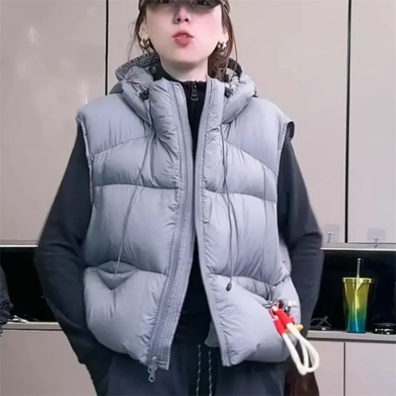 

Жилет, пальто, пуховая куртка с хлопковой подкладкой, женские парки, короткие, осень-зима 2021, новая куртка без рукавов, женский жилет с капюшоном, верхняя одежда