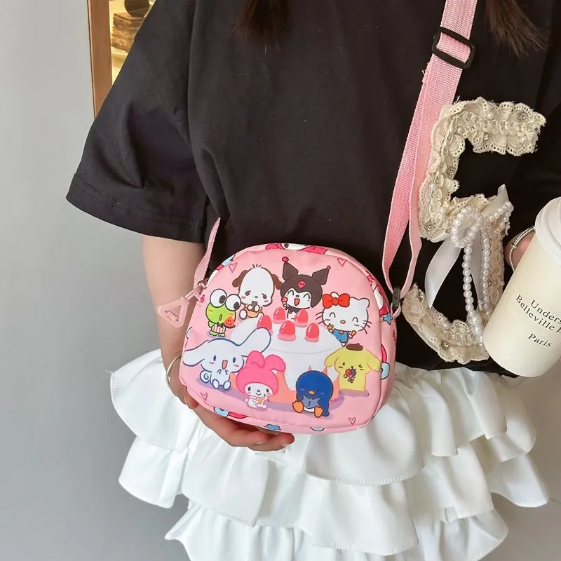 محافظ سانريو للبنات كارتونية من البولي يوريثان مقاومة للماء حقيبة كتف كروس كورومي مربعة للسفر حقيبة تخزين حقائب رسائل هالو كيتي #5