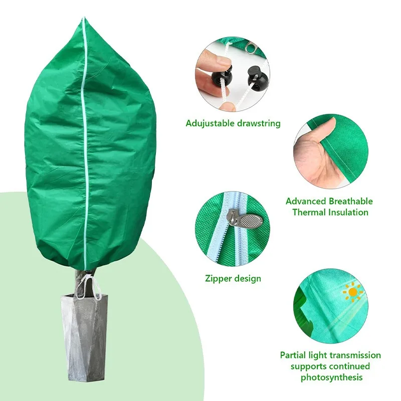 5pcs Plant anti-freeze insulation covers, autumn and winter cold-resistant tree covers, anti-freeze bags with non-woven fabric