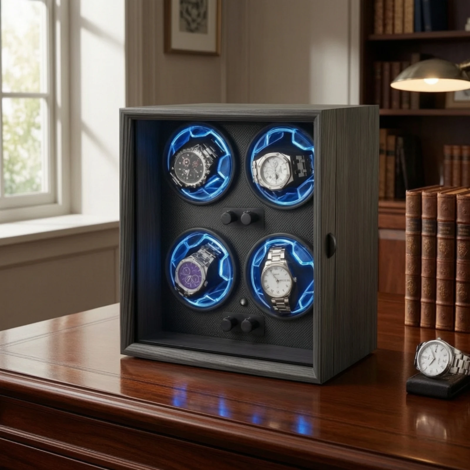 Watch Winder Cabinet Wooden Automatic Watch Winder Quiet Luxury for Nightstand, Bedroom