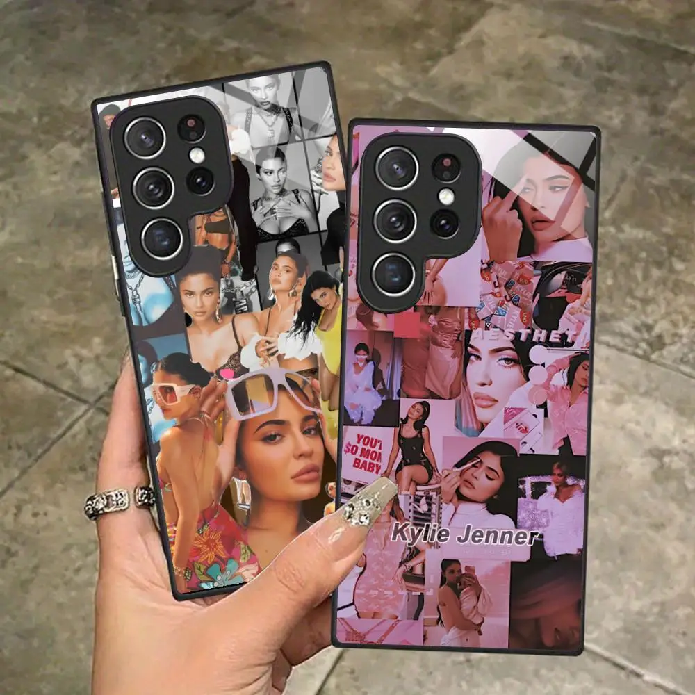 Kylie Jenner Mobile Cell Phone Case for Samsung Galaxy S25 S24 S23 S22 S21 S20 Note20 Plus FE Ultra Glass Cover Pretty Luxury