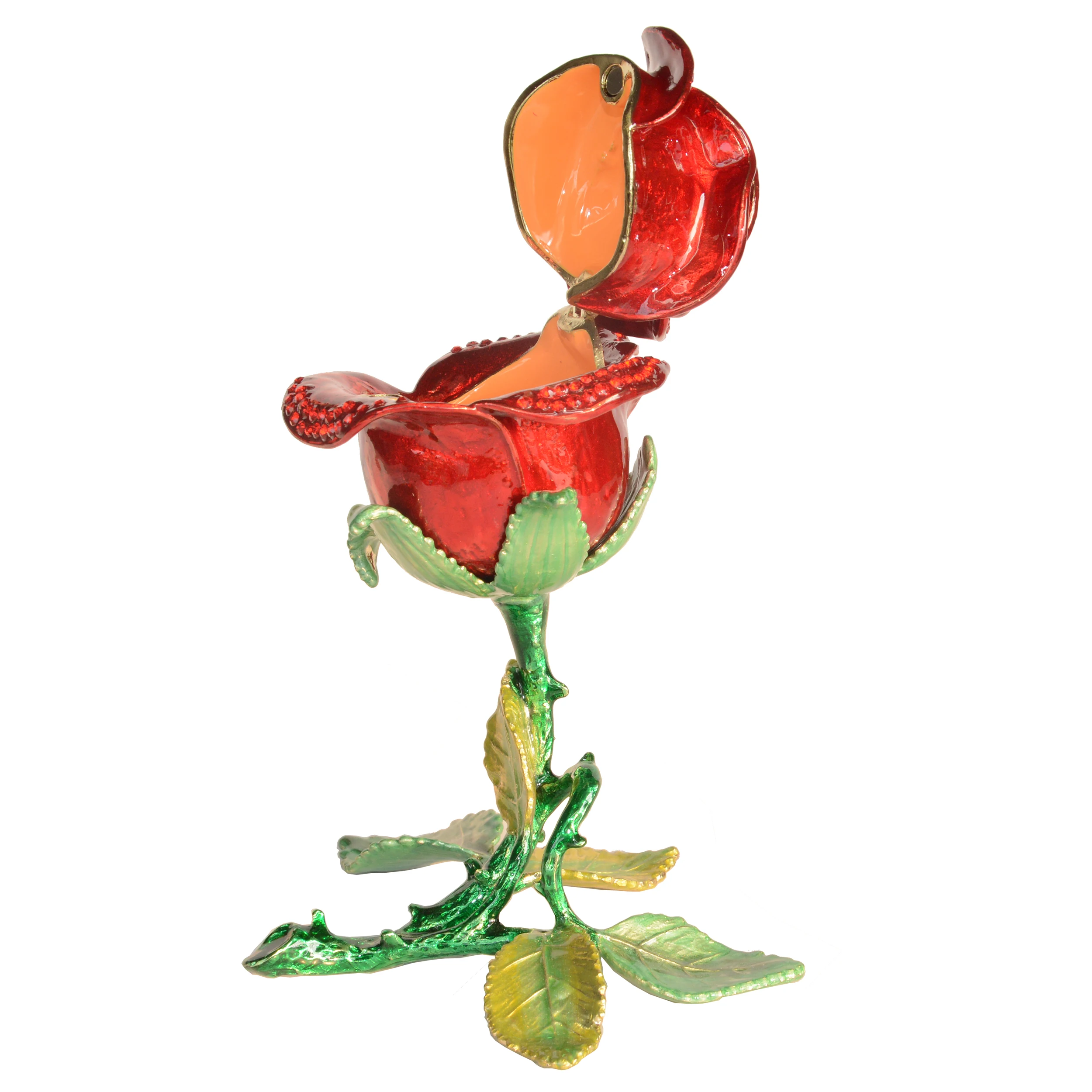 Rose Flower Trinket Jewelry Box, Metal Tabletop Decoration,Ring Holder, Valentine's Day, Birthday Present for Her - view 3