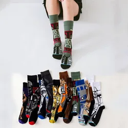 Calcetines de película Star Wars para hombre y mujer, medias de maestro Yoda, Obi-Wan, Kenobi, Cosplay, Wookiee, Jedi Knight, 1 par, Otoño e Invierno