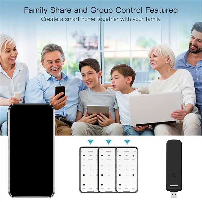 A33T Tuya Smart RF IR Remote Control, WiFi USB for Air Conditioner TV, Works with Alexa for Google Home, Black, 3pcs