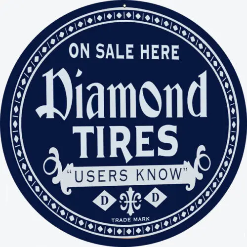 Diamond Tires Motor Oil And Gas Station Reproduction Sign Round