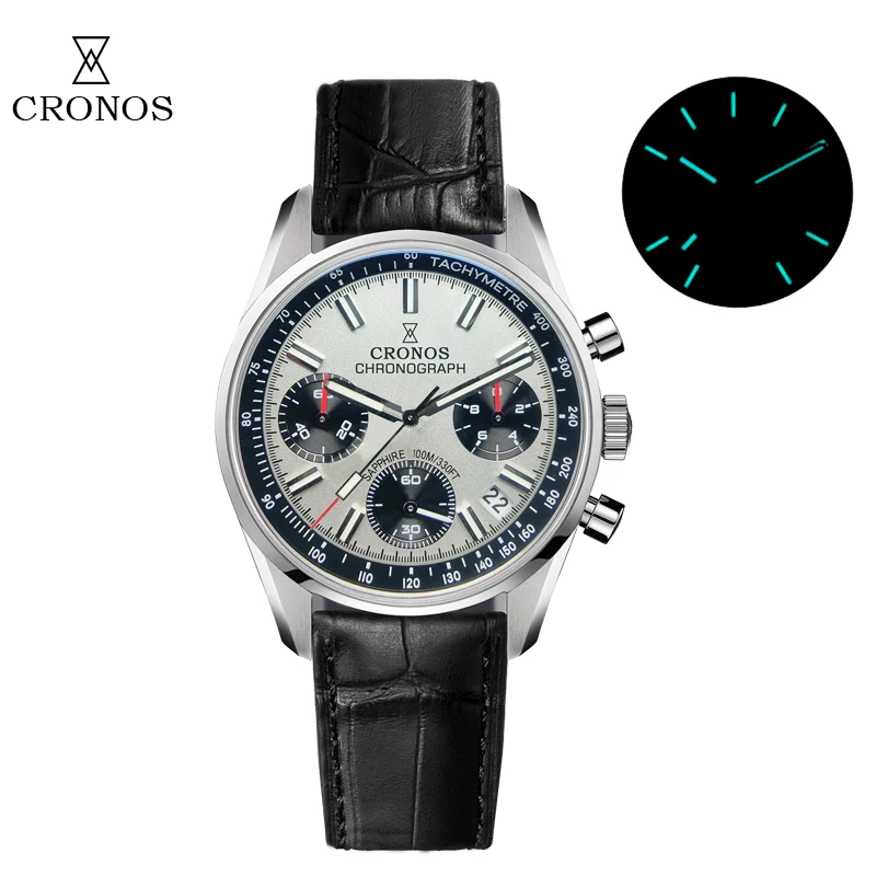 Cronos Men's Chronograph Watch 10ATM Sapphire Dial