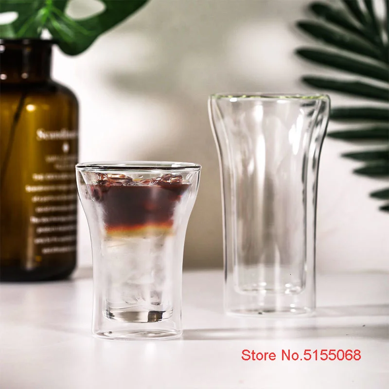 Double Wall Glass Design Coffee Cup Heat Insulation Electric Torch Shape Cappuccino Breakfast Glass Cold Drinks Iced Beer Mug