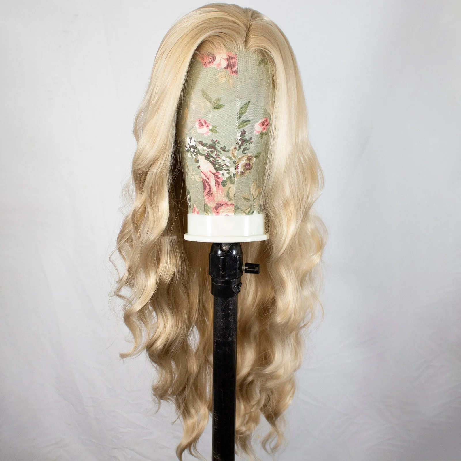 Honey Blonde Long Wavy Synthetic Lace Front Wig for Women Free Part Loose Curly Hair Heat Resistant Fiber Wigs for Daily Party