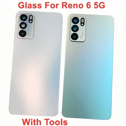 Gorilla Glass For OPPO Reno 6 5G Hard Battery Cover Back Lid Rear Door Housing Panel Case + Camera Lens Adhesive Glue