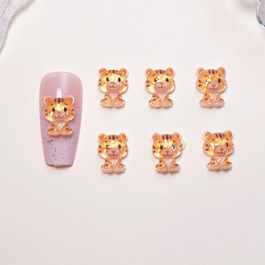 50/100/200 Stück, japanische Cartoon-Tiere, niedlich, 3D, Tierkreiszeichen, Harz, DIY, Nagelzubehör, zum Aufkleben auf Nägel – Detail 7