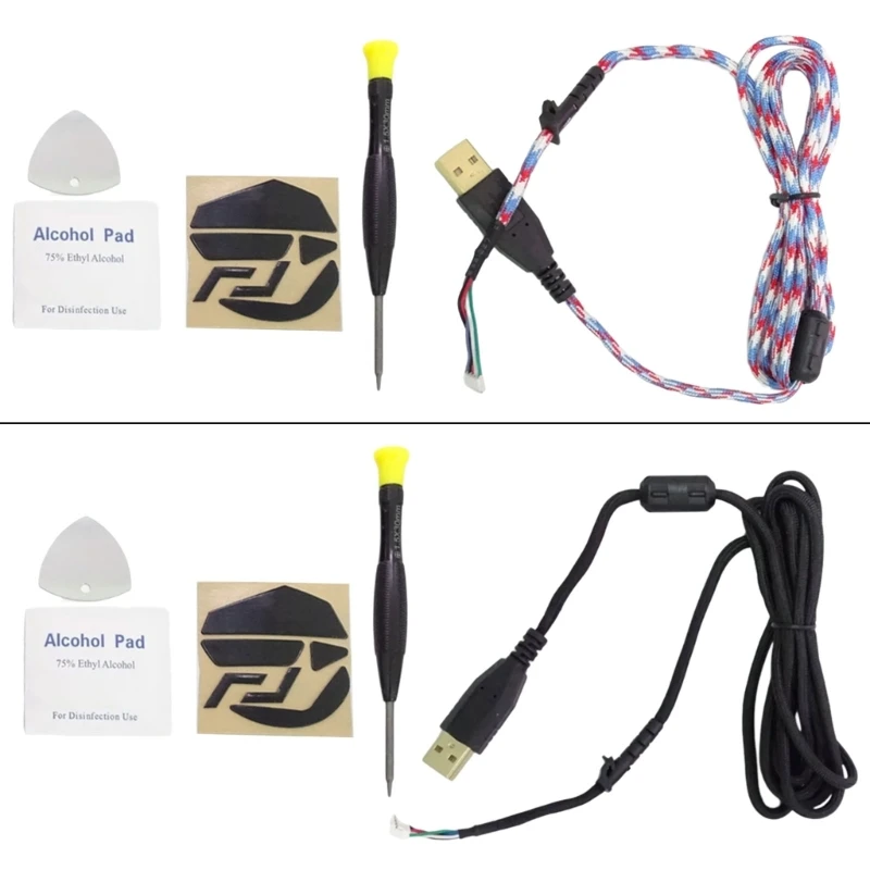 G6DD Enhances Control Gaming Mouse Paracord Cable NonSlip Feet Screwdriver Replacement Parts for G502 Stability