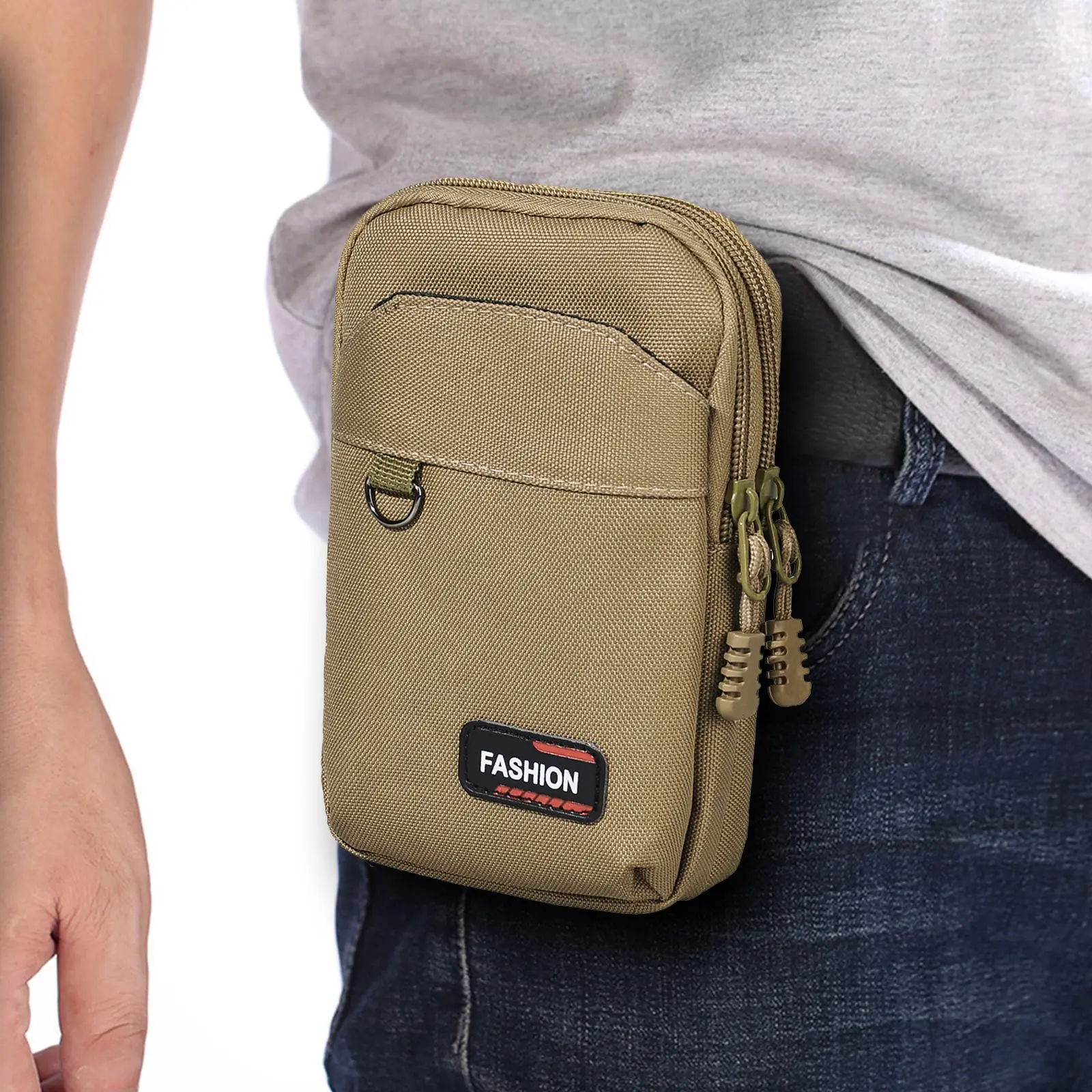 Double Layer Outdoor Military Waist Men Phone Pouch Camping Hunting Tactical Waist Bag Khaki Outdoor Tactical Bag