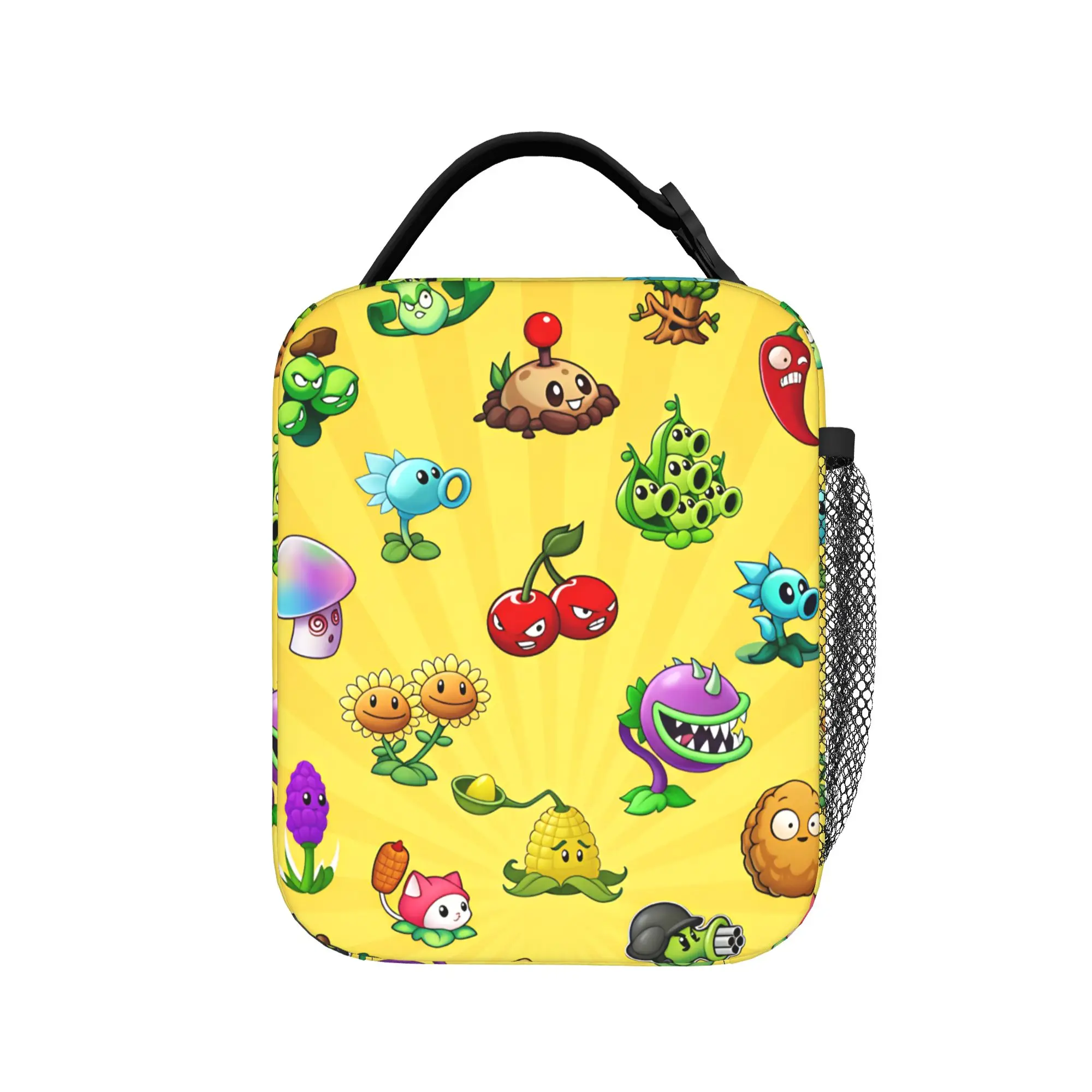 Plants Vs Zombies Yellow Lunch Bag Portable Insulated Lunch Box Child Travel Graphic Cooler Bag Oxford Thermal Tote Handbags