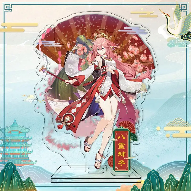 16cm Genshin Vertical Cards  Anime Albedo Arataki Itto Ganyu Acrylic Stand Impact Pvc Desktop decorate Stand Model  Toys Gift