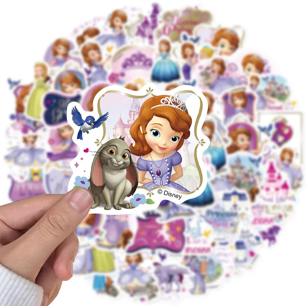 50 Stück Kawaii Disney Prinzessin Sofia Graffiti-Aufkleber für Laptop, Gepäck, Handy, Niedliche Cartoon-Dekorationsaufkleber Geschenke
