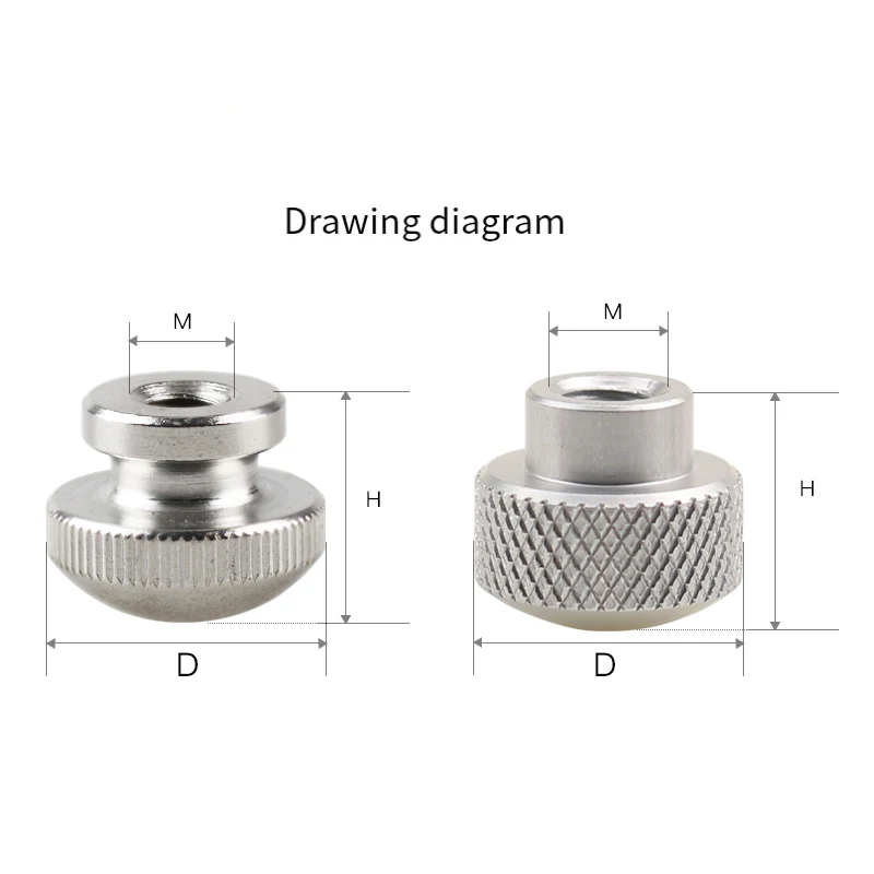 1/5/8Pcs M3/M4/M5/M6-D16*15mm Aluminum Alloy Knurled Thumb Nuts Blind Hole Round Head High Type Hand Grip Knobs Step Nut