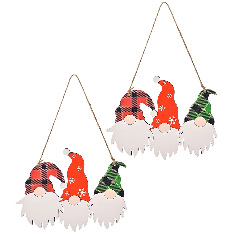 

2Pcs Three Headed Rudolph Door Sign High Quality Wood Christmas Decor iginal Color Festive Santa Claus Wooden naments