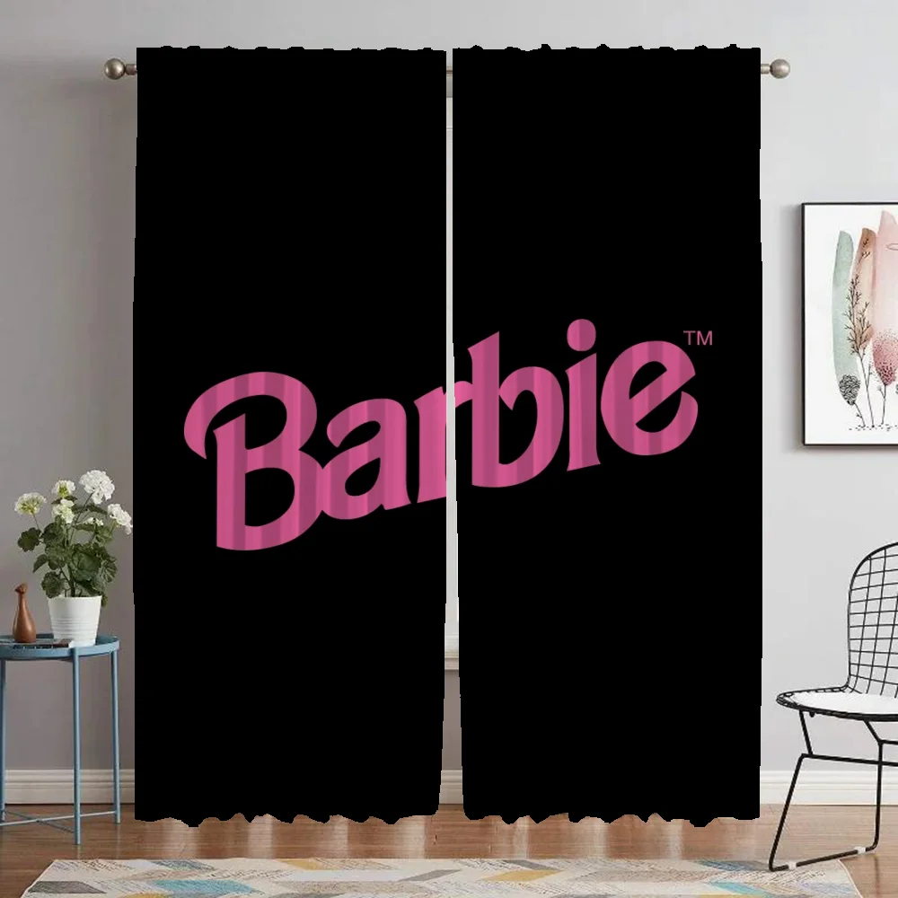 Shades Barbie Blackout Curtain for Room 2 Panel Curtains for Bedroom Partition Halloween Decoration Living Kitchen Elegant Child