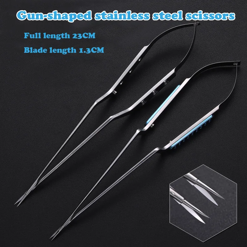 Stainless steel gun-shaped scissors microsurgery extracerebral neurosurgery fine reed tissue cutting ophthalmic scissors