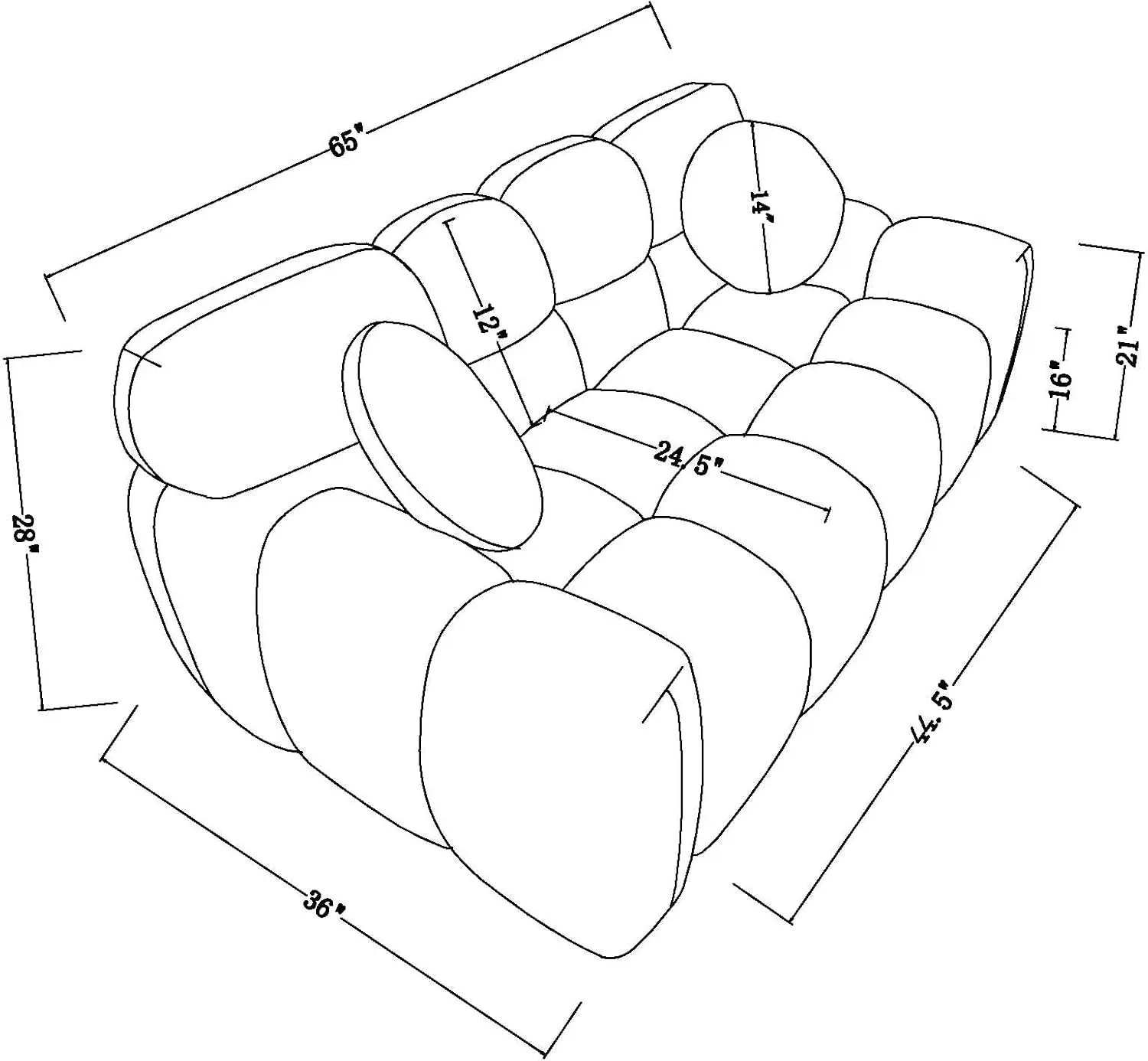 64.96 "" Grote Marshmallow Bank Met 2 Kussens, Cloud Boucle Bank, 2-zits Menselijke Lichaamsstructuur Voor Mensen, Voor Woonkamer