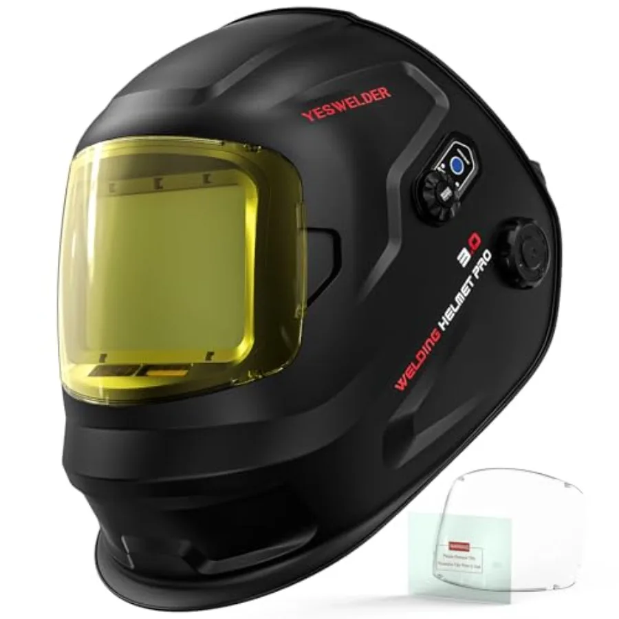 

Intelligent Auto-Shade Auto-Darkening Welding Helmet, Large View with Internal Digital Display, True Color 1/1/1/1, Memory & Gradient Wide Shade 3/4-8/9-14 for MIG/TIG/Stick/Tack/Grind/Cut